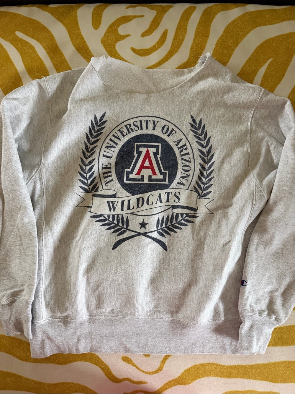 Champion Gray Crewneck Sweatshirt with Red & Blue University of Arizona Logo, L